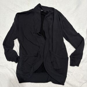 Athleta Girl Cardigan Size XL / 14 Black‎ Super Soft Open Front Pockets